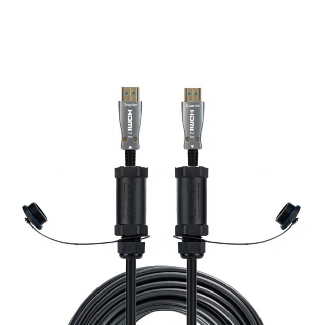 Amoured AOC HDMI Cable waterproof hybrid active fiber 8K 4K 48Gbps for outdoor rental and staging