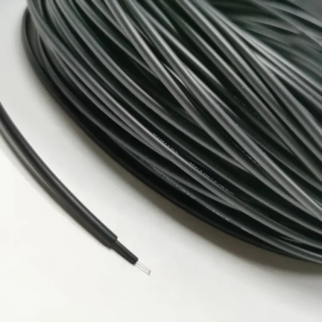End of black PE POF cable exposing clear PMMA core