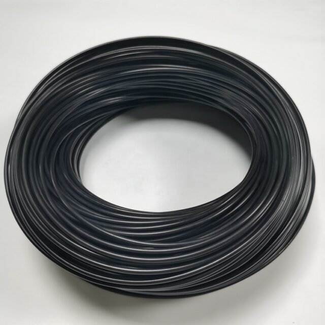 Top view of coiled black PE POF cable