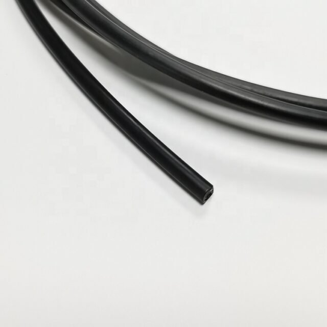 Close-up of black PE jacketed fiber