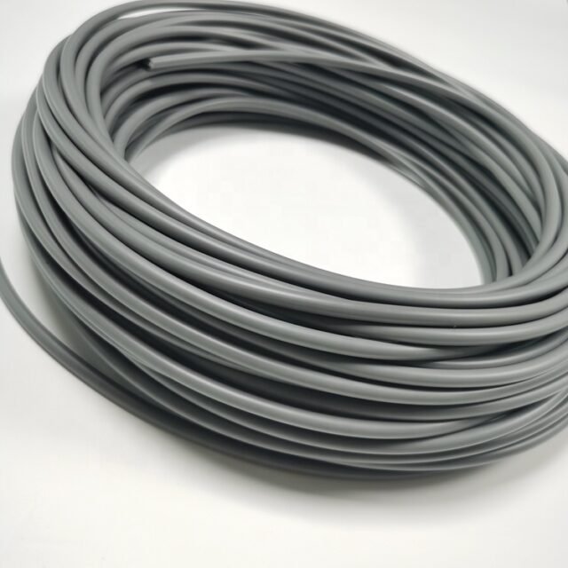 Coiled gray armored POF cable roll