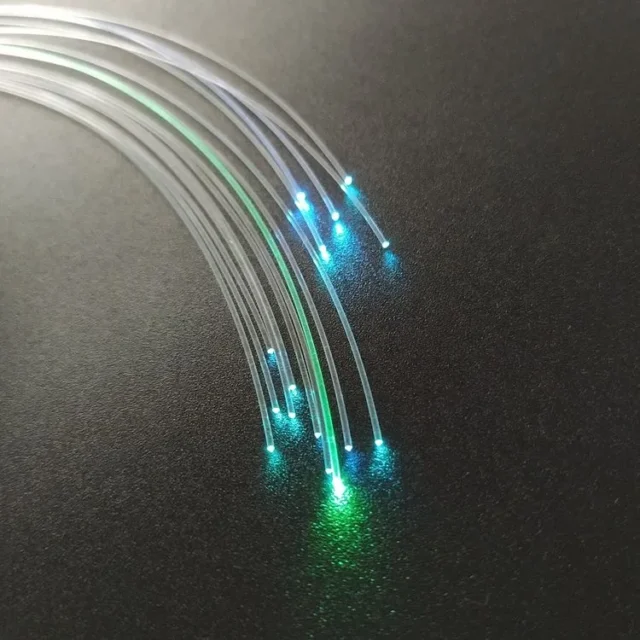PMMA end-glow plastic optical fiber bundle fanned into bright points for star ceiling