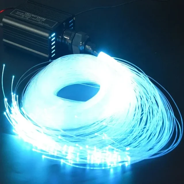 Star ceiling light effect made from end-glow fiber