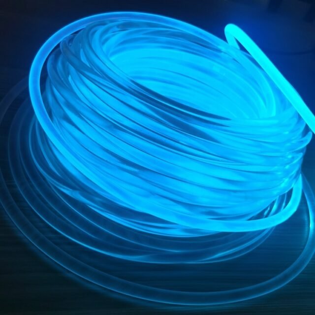 Flexible solid PMMA side-glow fiber