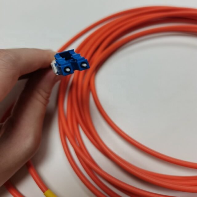 Close-up of orange CC-LINK IE cord