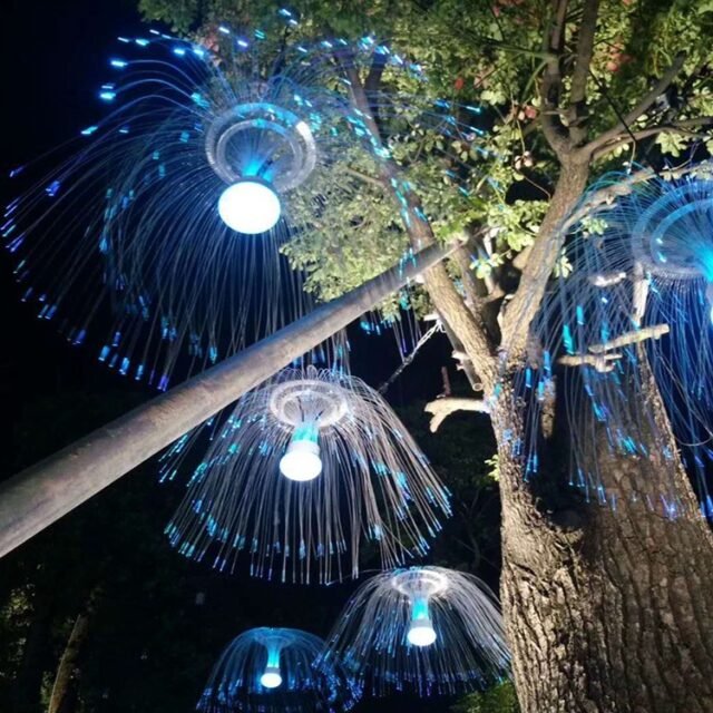 Jellyfish fiber light night scene
