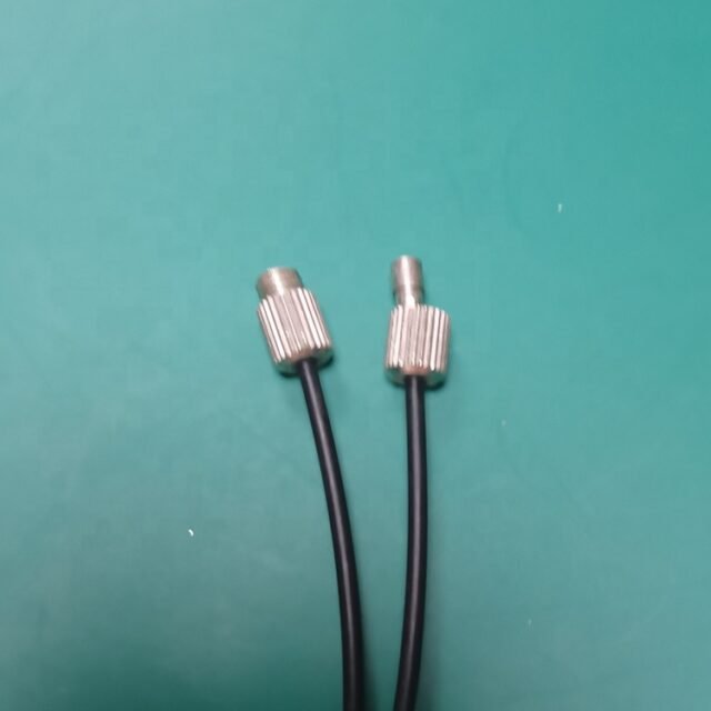 Detail of black loop POF jumper with SMI connectors