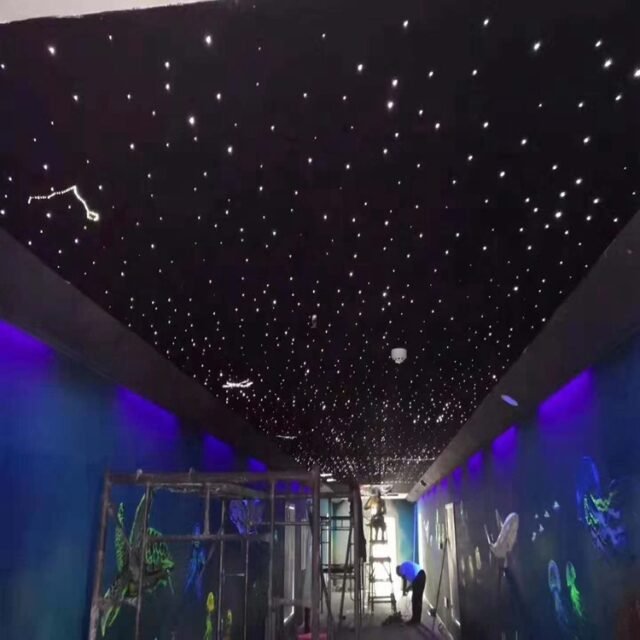 Star ceiling under construction with blue LED points