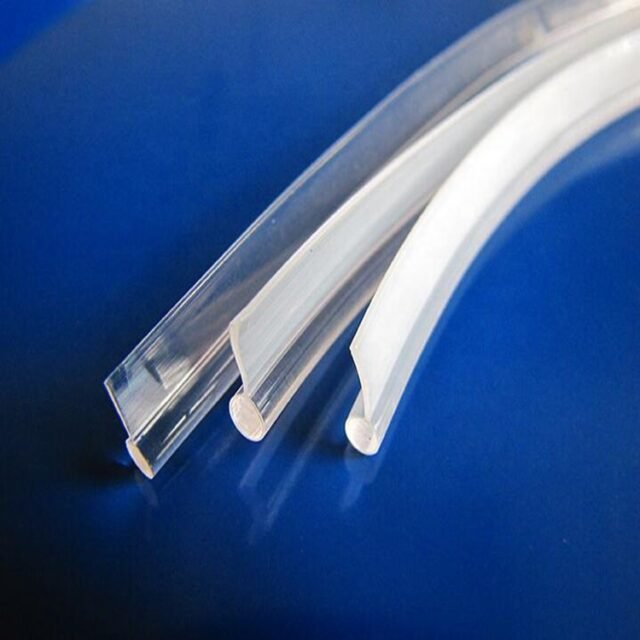 Cross-section of clear PMMA side-glow fiber with diffuser jacket