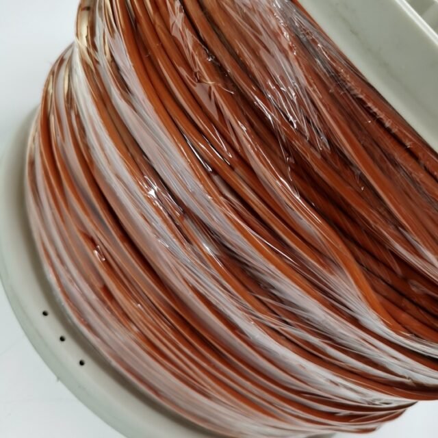 Orange POF cable wound on a plastic spool, wrapped in clear film