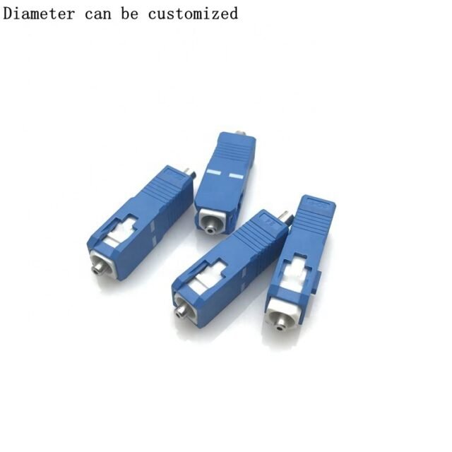 Blue SC connectors showing ceramic ferrule face, diameter customizable