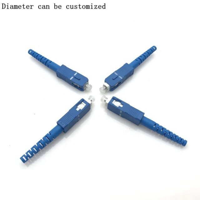 Another angle of blue SC connectors for fiber cable