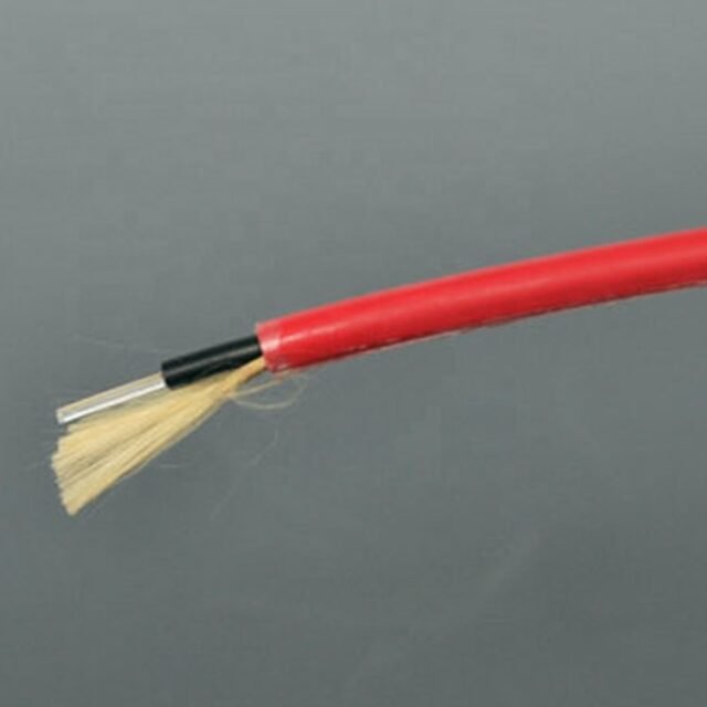Detail of Kato crane POF cable with black strain relief