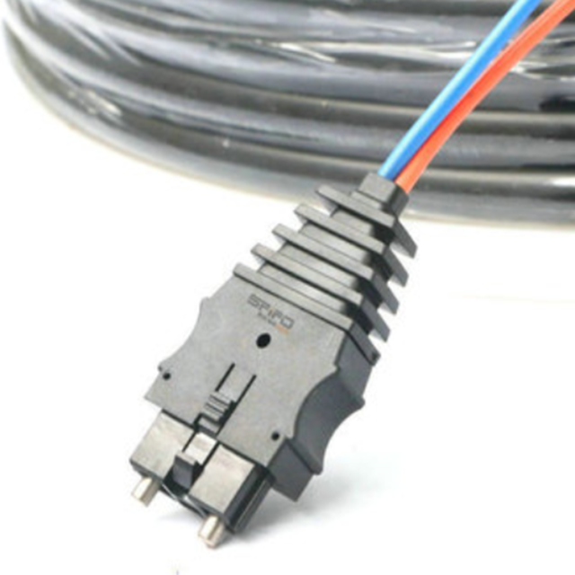 Sumitomo duplex PCF connector with blue and orange tails
