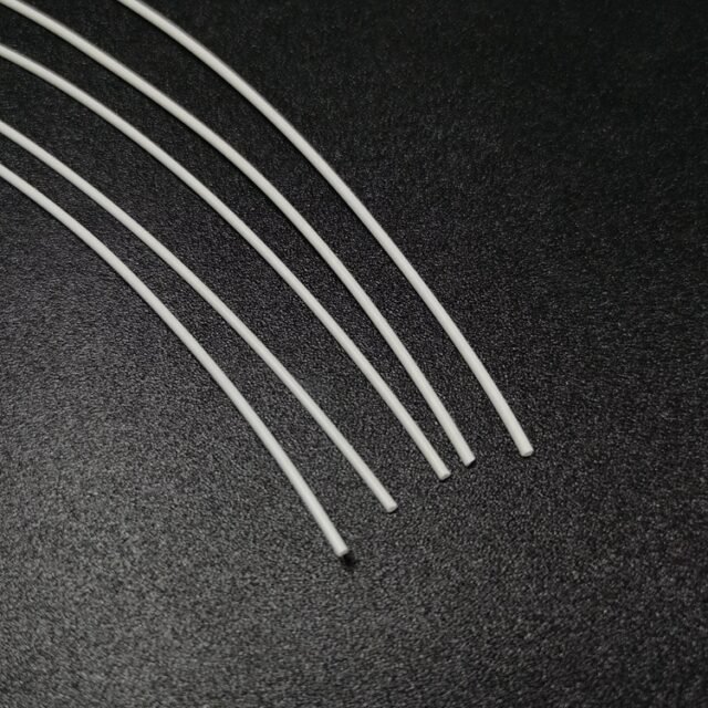 Close-up of white PE jacketed fiber